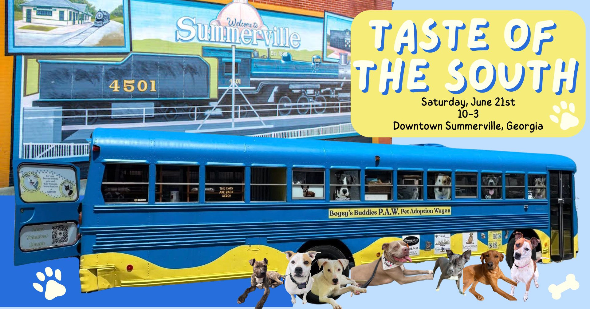 The P.A.W. is heading to Summerville's Taste of the South. Come find your new best friend.
